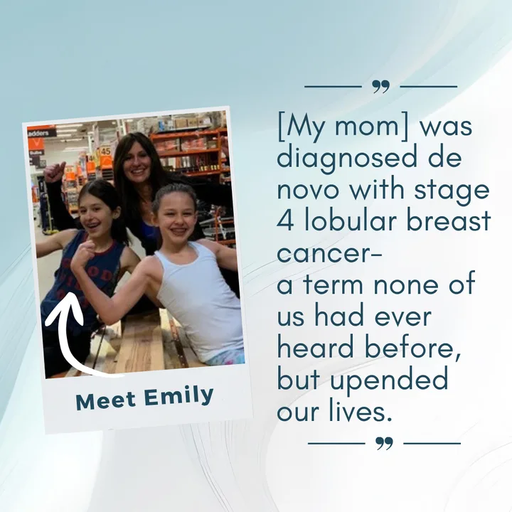 Karen, who was diagnosed with Stage IV Invasive Lobular Carcinoma