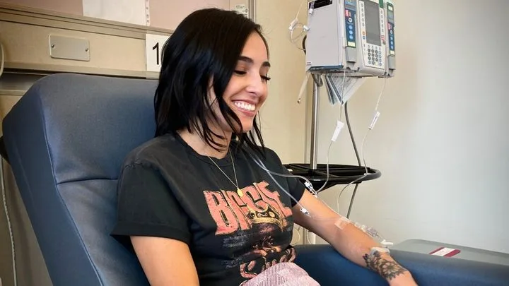 Rebecca, who was diagnosed with Stage III Inflammatory Breast Cancer